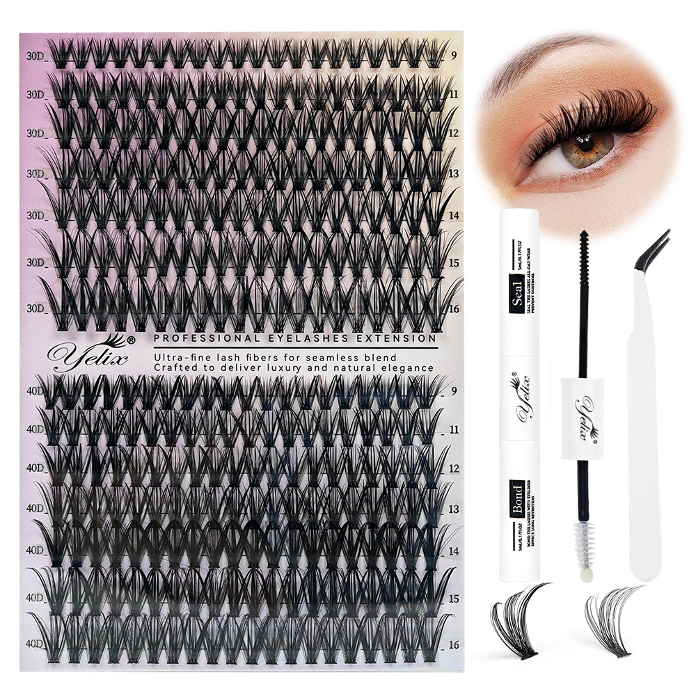 Europeas y estadounidenses falsas pestañas 30D40D50D transfronterizas DIY 32 filas 640 ramas de pelo grueso libro de pestañas de comercio exterior