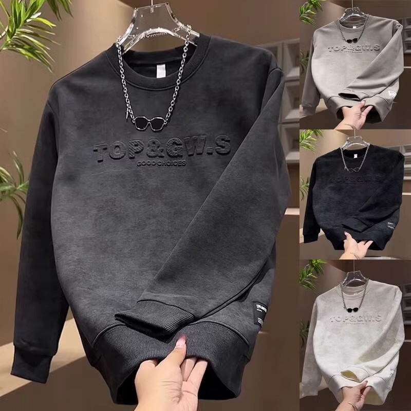 Tie-dyed Sweater Men's Autumn and Winter Fashionable All-match Round Neck Inner Base Shirt Men's Light Luxury High-end fleece-lined Top Tie-dyed Sweater Men's Autumn and Winter Fashionable All-match Round Neck Inner Base Shirt Men's Light Luxury High-end fleece-lined Top