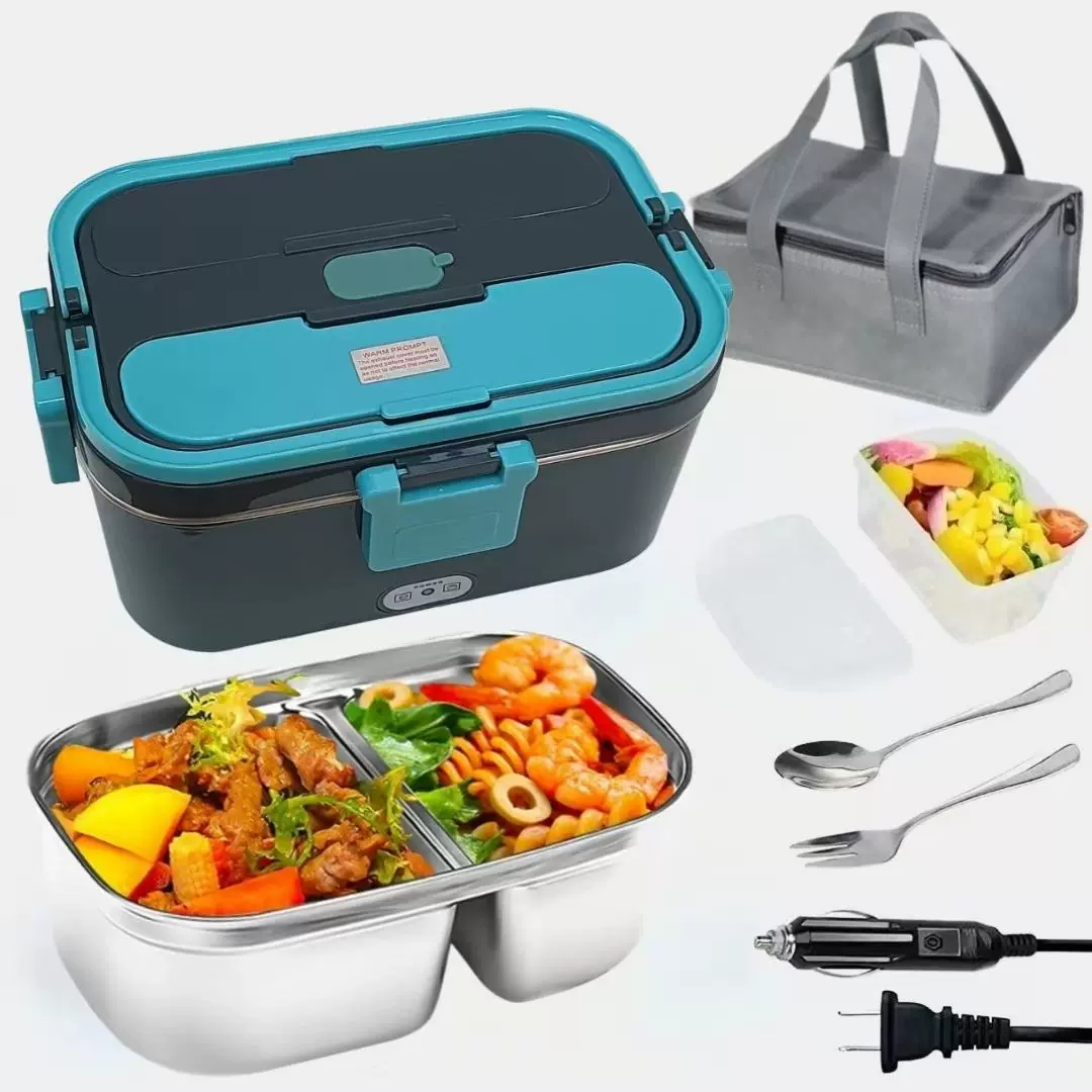 跨境爆款车家双用电热饭盒插电加热饭盒多功能免注水保温饭盒厂家