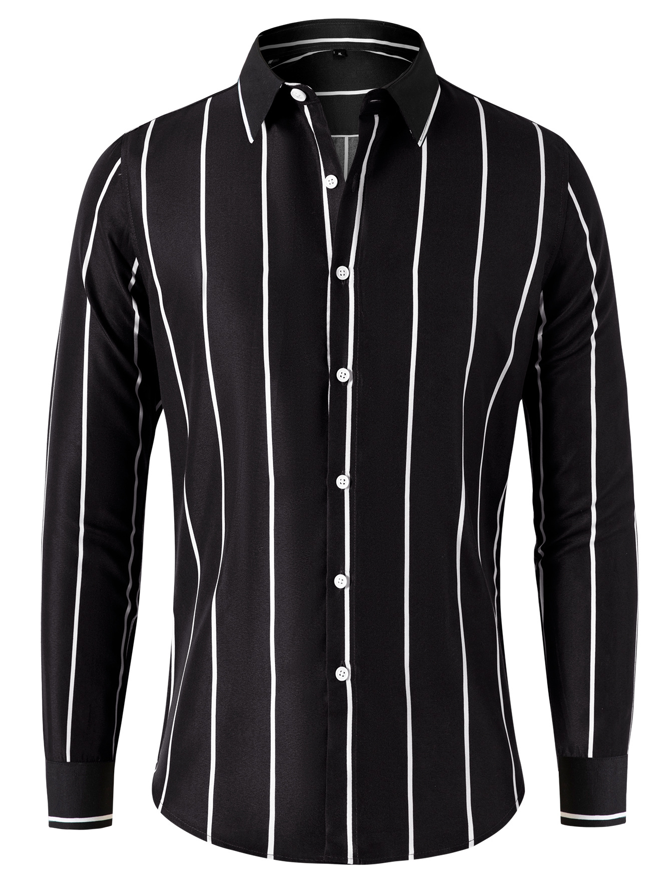 Camisa a rayas de corte ajustado estilo coreano, nueva tendencia 2026, para hombre, manga larga, comercio transfronterizo, camisa de moda juvenil.