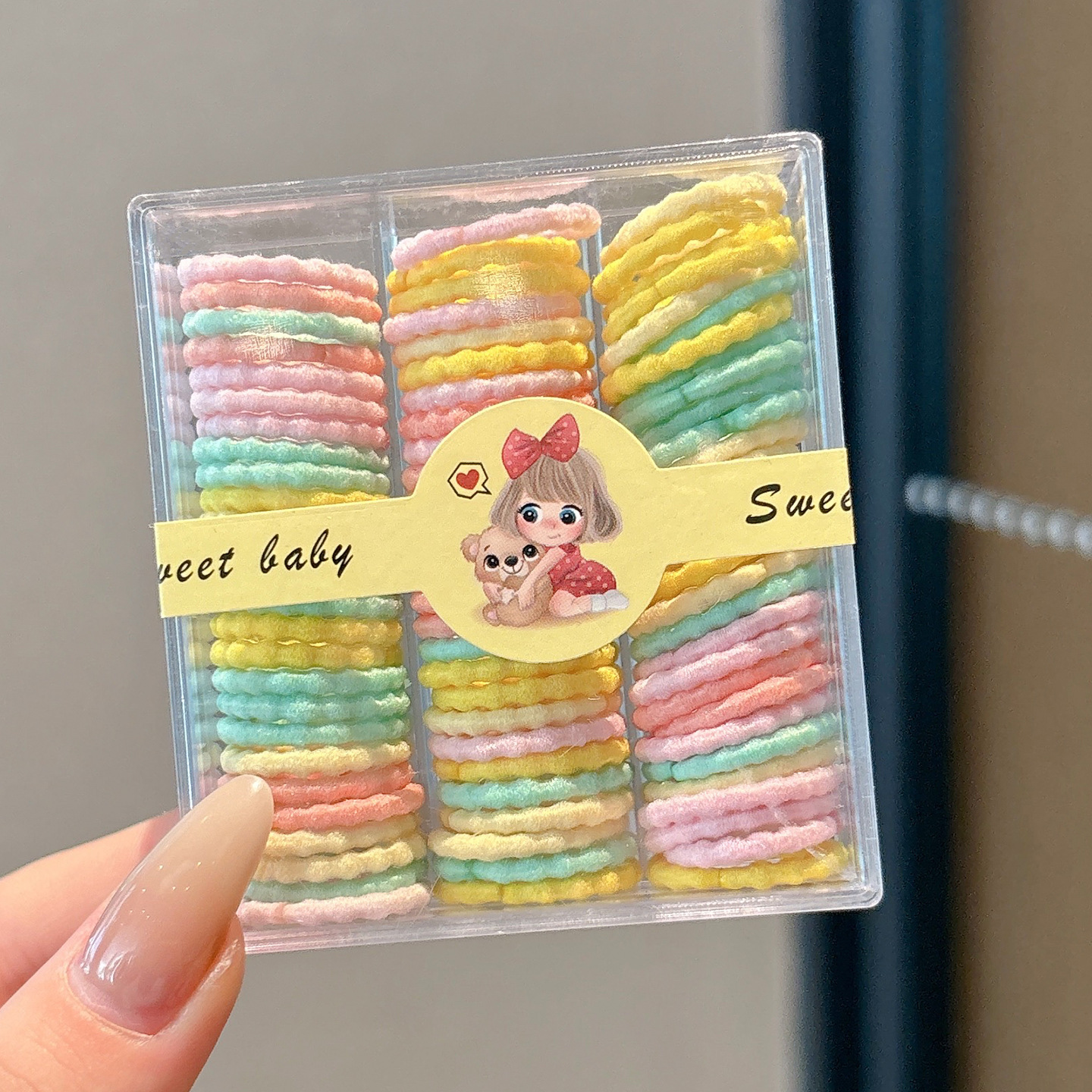 Caricatura encantadora anillo de pelo pulgar no daña el cabello de los niños correa de correa pequeña cuerda de cabello para niñas cuerda de cabello