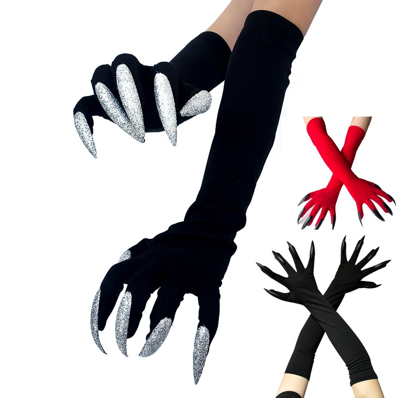 Halloween Long Nail Witch Gloves hollowen cosplay Long Performance Suit Paw Ghost Gloves