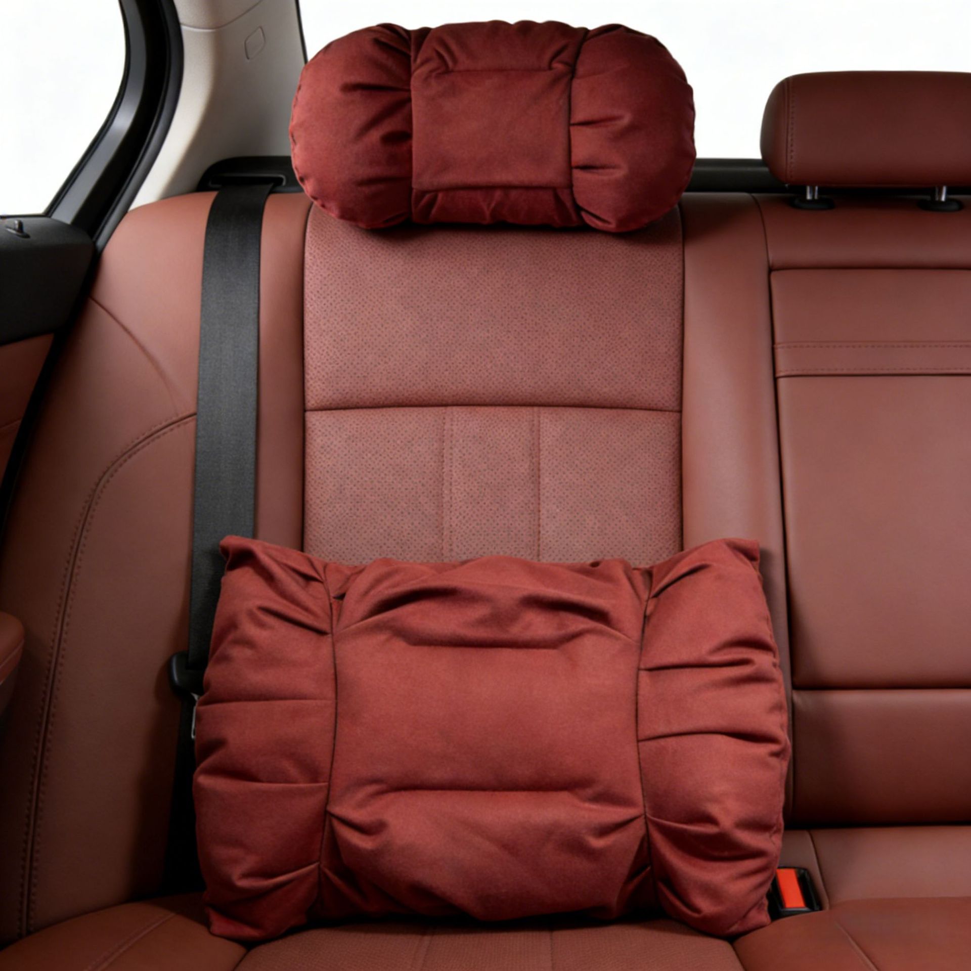 Car Headrest and Lumbar Support, Suede Leather, La Wenjie Bubble Style Neck Pillow, Comfortable and Soft Car Seat Pillow