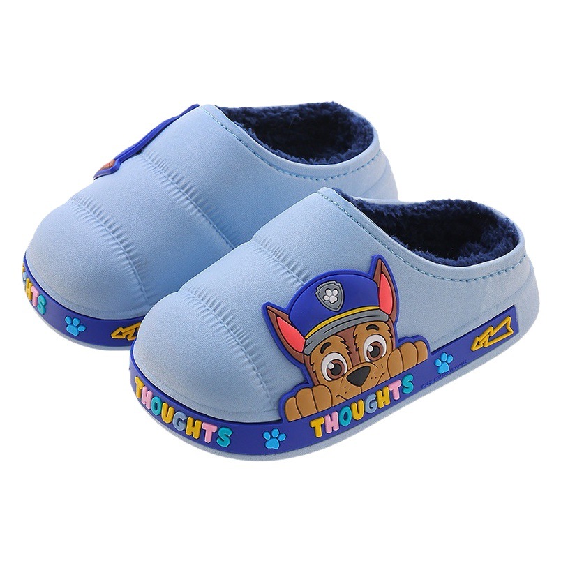 Wangwang Team Winter Zapatillas de algodón para niños y niñas con forro polar cálido bolsa impermeable talón para niños Zapatillas de algodón para bebés