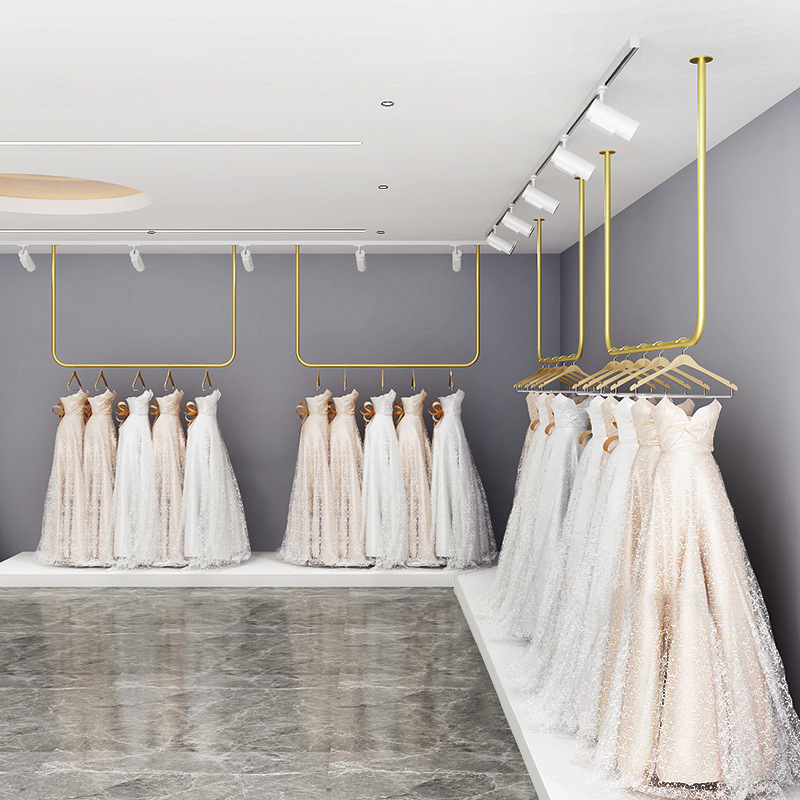 Wedding Dress Shelf Display Rack Hanging Dress Shelf Suspended Ceiling U-shaped Clothes Hanger Simple Clothing Store Display Rack Hanger Wedding Dress Shelf Display Rack Hanging Dress Shelf Suspended Ceiling U-shaped Clothes Hanger Simple Clothing Store Display Rack Hanger