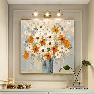 ✅ Cream Style Hand-Painted Oil Painting Restaurant Decoration Painting Living Room Entrance Hanging Painting Light Luxury Bedroom 2025 New
