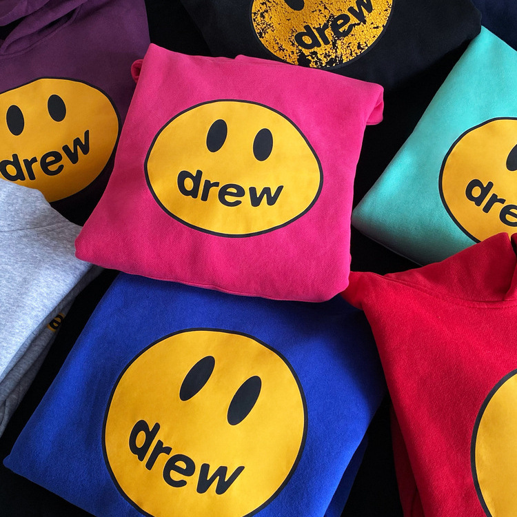 Drew Smiley Face Hoodie Long Sleeve Versatile High Weight High Street European and American Ins Influencer Loose Couple Fleece-Lined