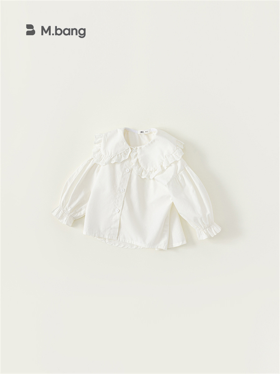Babycity camisa para niños estilo coreano camisa de cuello de encaje para niñas camisa blanca para niños CY23011