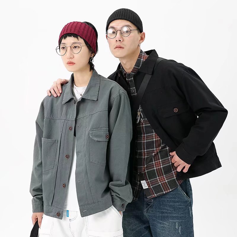 Chaqueta de trabajo de solapa vieja americana retro, chaqueta de hombre de moda, chaqueta casual juvenil de marca de moda de primavera y otoño, estudiante