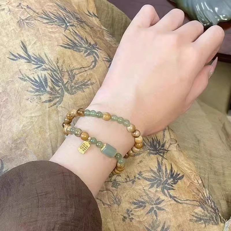 新中式清冷禅意招财双层叠戴串珠手串轻奢小众高级感手链手饰批发|undefined