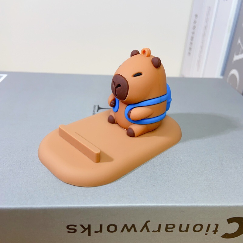 国境を越えてかわいいカピバラカ通公仔怠け者スタンドデスクトップ携帯電話スタンドクリエイティブ置物プレゼント|undefined