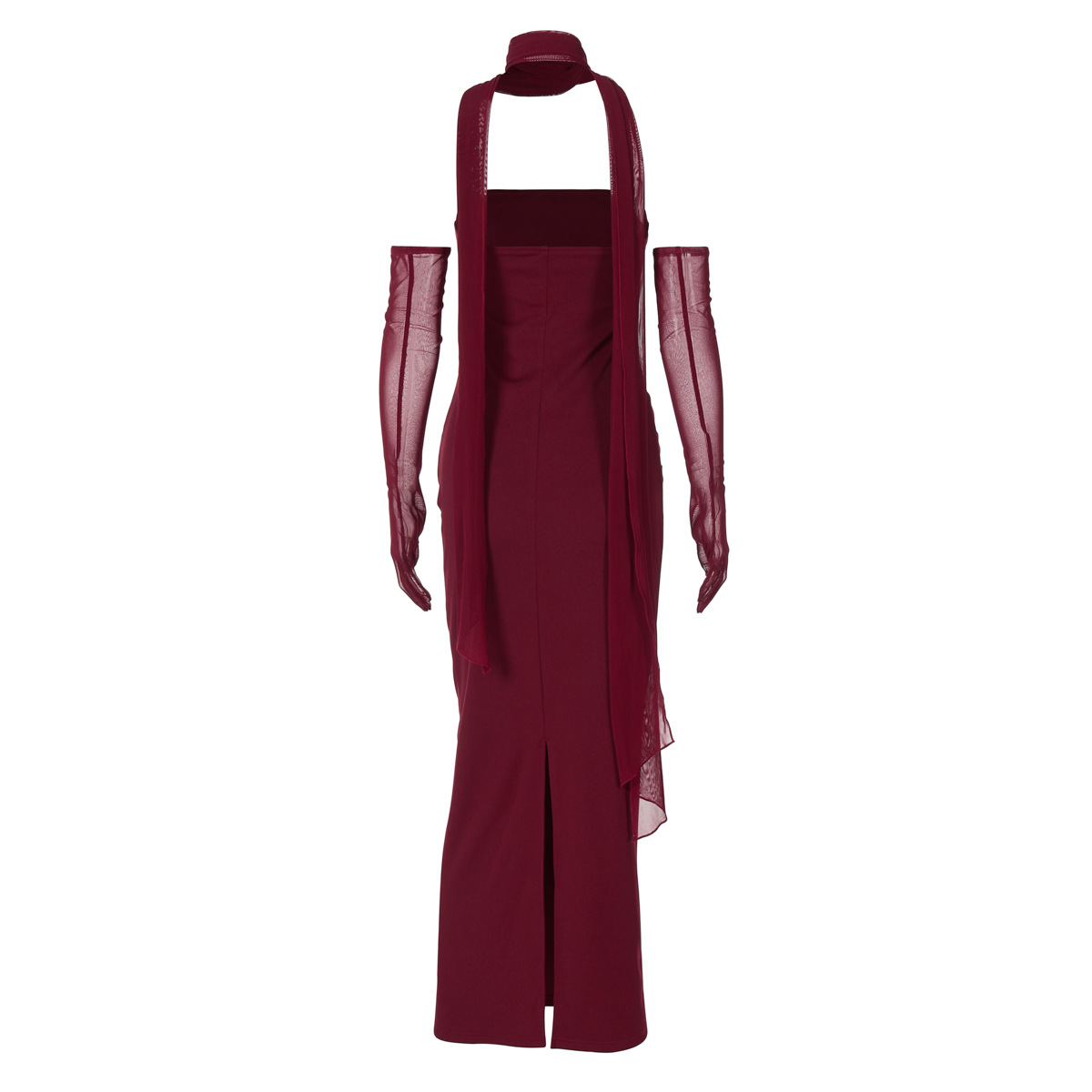 Women Clothing Autumn Winter Sexy Tube Top Dress Mesh Oversleeve Dress Women