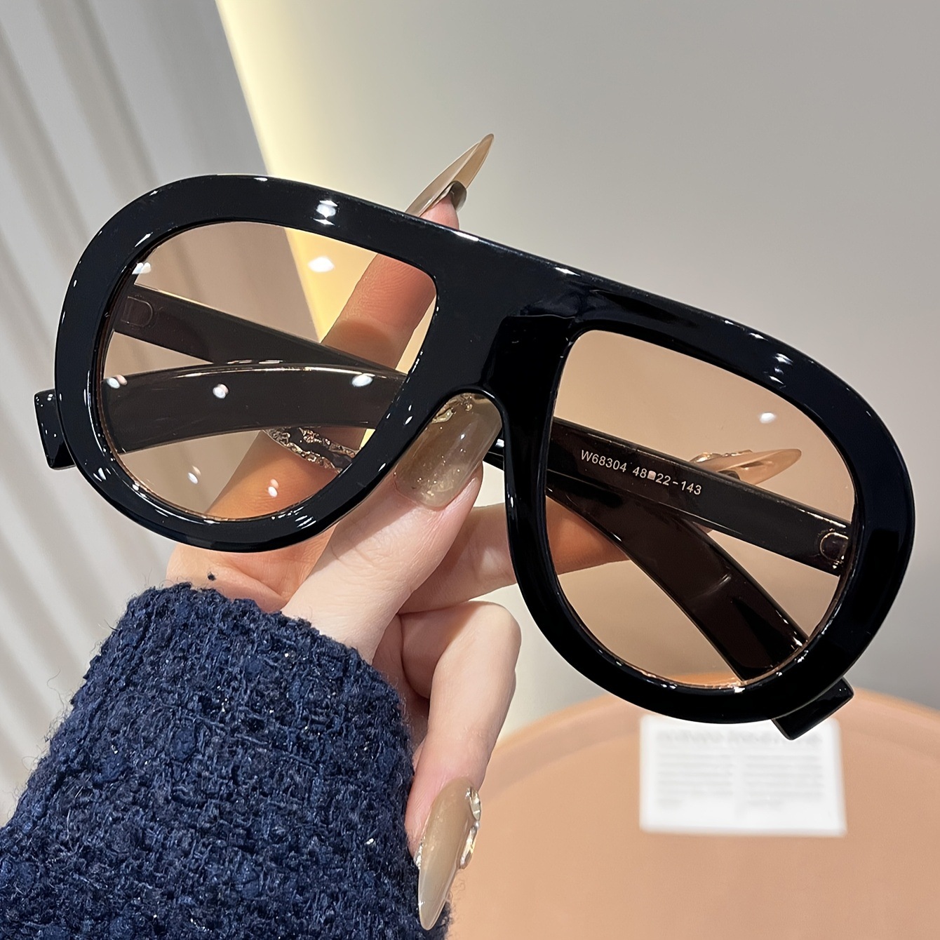 Stylish Oversized Aviator Sunglasses For Women Retro Style UV Protection Slimming Big Faces Men's Glasses_voghion.com