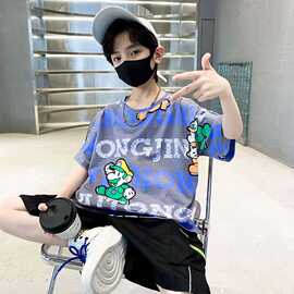 男童夏季趣味印花短袖T恤2025新款儿童透气纯棉上衣洋气男童