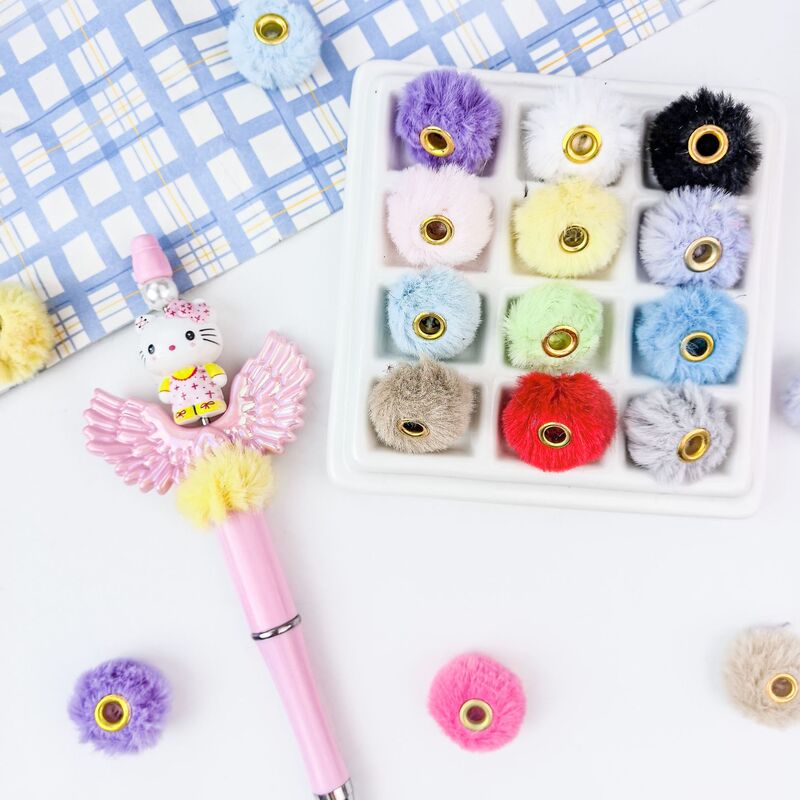 20mm Chanel-Style Rabbit Fur Thickened DIY Beaded Pen Korean Goo Pen Straight Hole Spacer Beads Wholesale