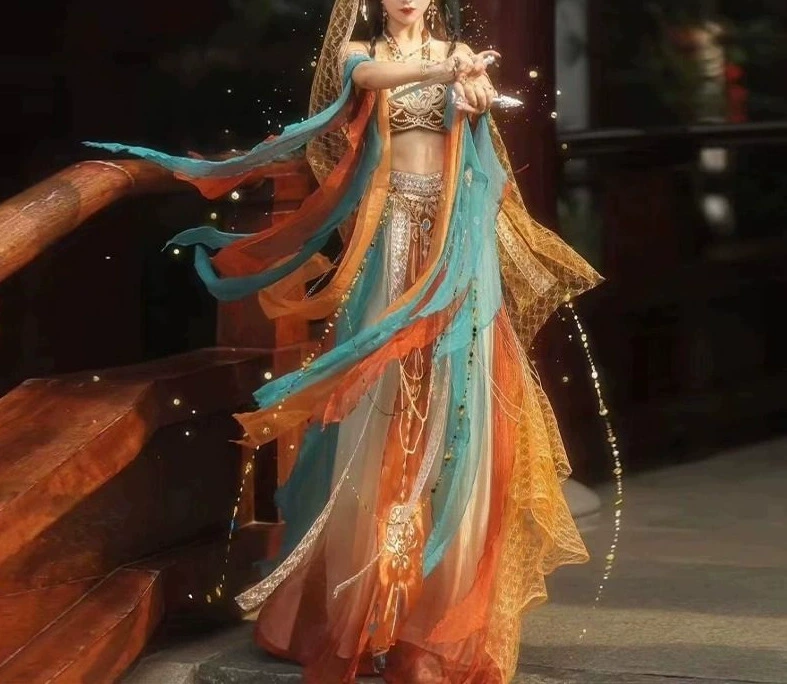 Экзотические ветры Hanfu Liyu Zhouji Дуньхуан Фэйтянь Heavy Industry Ежедневная вышивка западная девушка