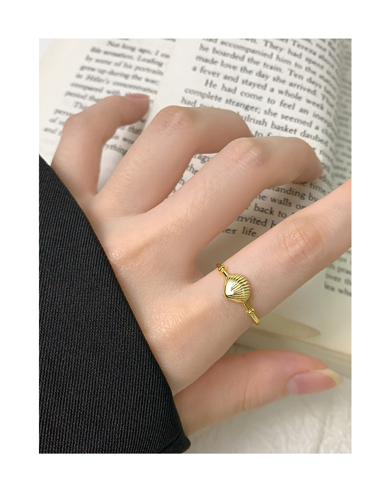 5g Weight Open Rings Classification 1 Piece Quantity Holiday, Travel, Daily Occasion 925 Sterling Silver Material Shell Pattern Women's Gender Plating Design Casual, Simple Style, Streetwear Style 925 Sterling Silver Shell Open Rings 7