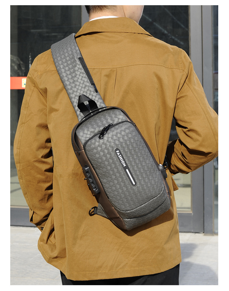 Cross-border men's chest bag, anti-theft password lock, single-shoulder bag, casual and simple crossbody bag, water-resistant outdoor storage chest bag undefined