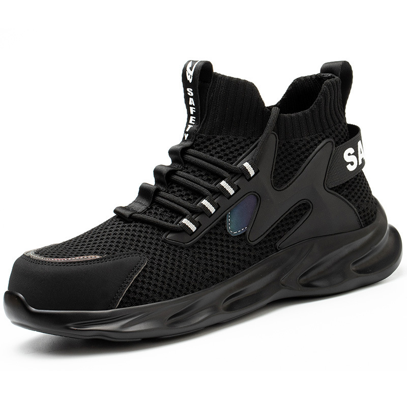 Nuevos zapatos de protección laboral transpirables para hombres, zapatos de trabajo antiaplastamiento y antipinchazos para todas las estaciones, zapatos de seguridad ligeros con punta de acero para protección transfronteriza