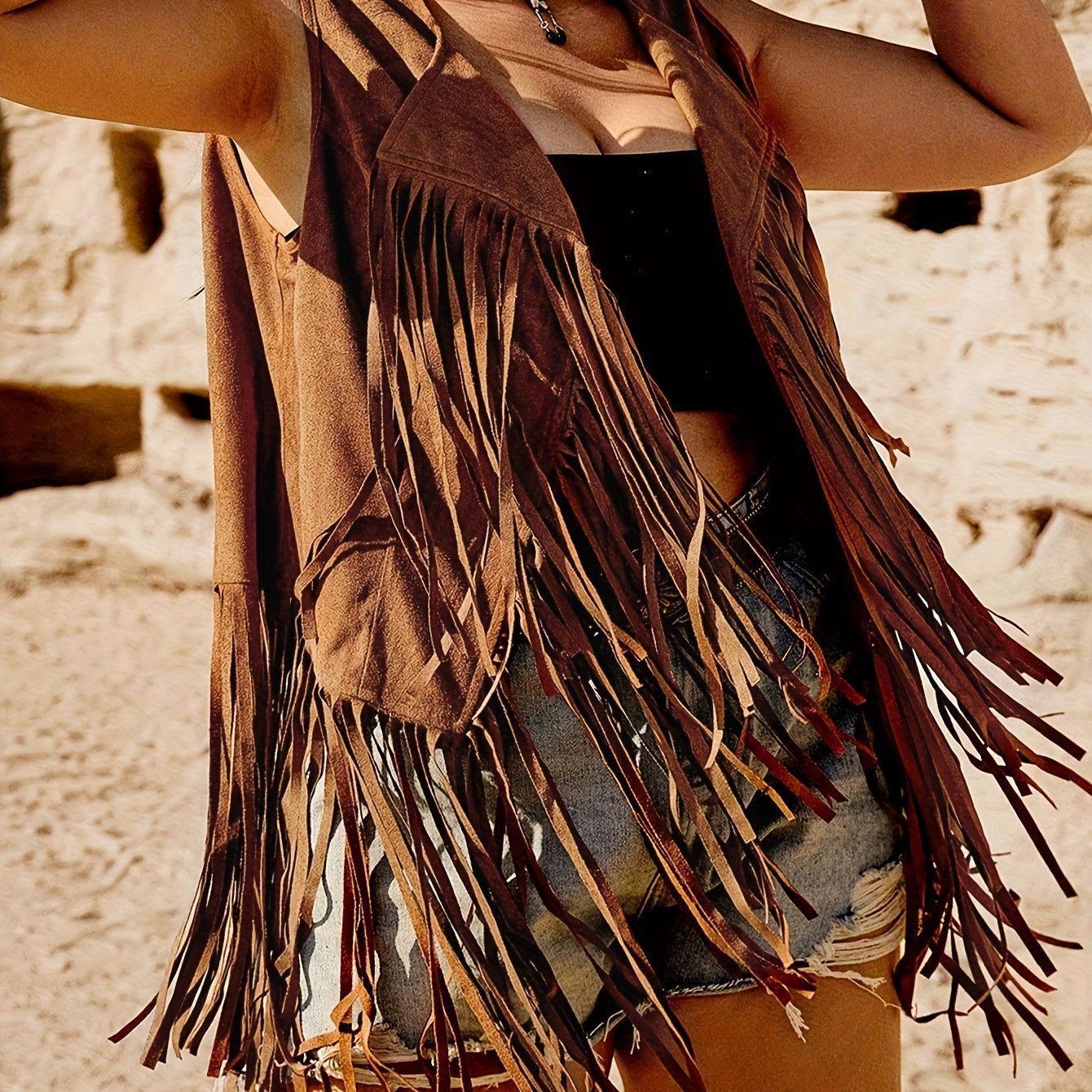 2026 Spring and Summer New European and American Style Tassel Vest for Women, Versatile Retro Style, Slim Fit, Sleeveless Vest for Women
