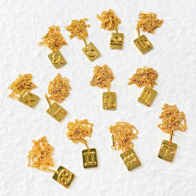 欧美新款同款项链女十二水晶星座方块金色吊坠冷淡风情侣锁骨