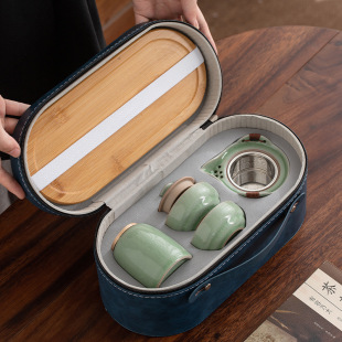 Portable travel tea set outdoor Chinese car teapot teacup business practical gift custom logo