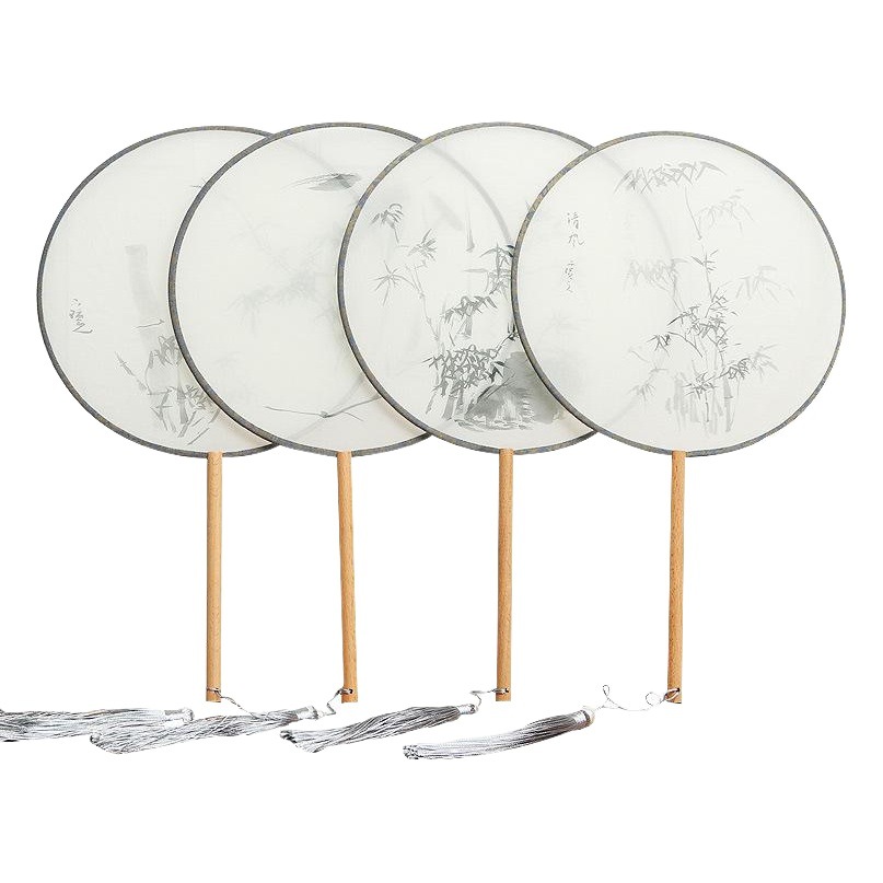 Ventilador redondo translúcido Ventilador de baile de estilo chino Ventilador de corte de traje antiguo clásico Ventilador redondo Hanfu de mujer Entrega de una pieza