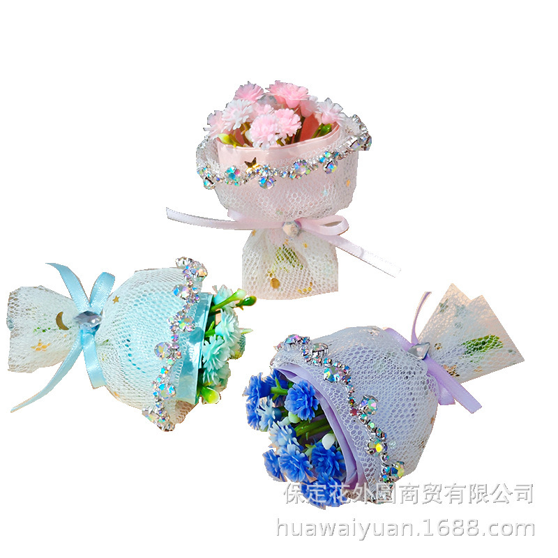迷你仿真满天星小花束手捧花戴露贝儿娃娃DIY装饰镶钻饰品配件|undefined
