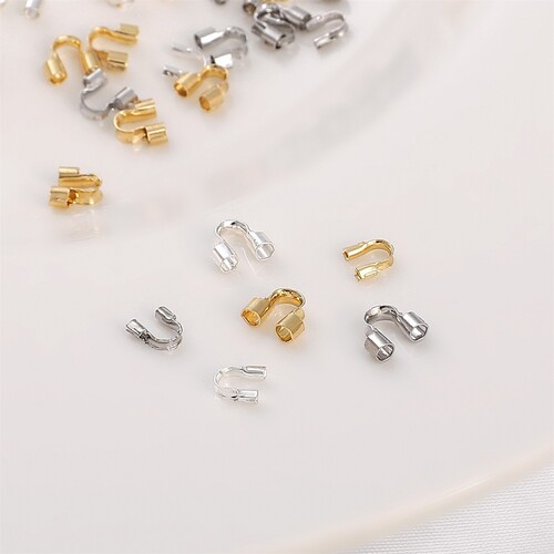 14K gold-plated color-preserving U-shaped horseshoe clasp wire end-cap chain necklace bracelet bead steel wire handmade DIY accessory