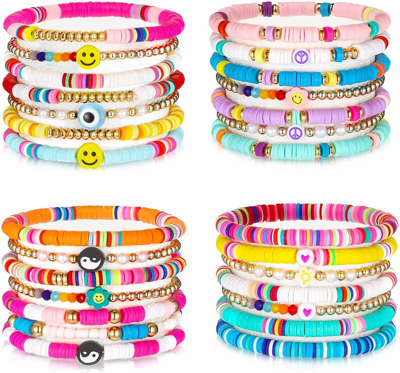 Amazon Clay Slice Smiley Tai Chi Love Soft Pottery Bracelet Summer Sunny Beach Beaded Set Bracelet