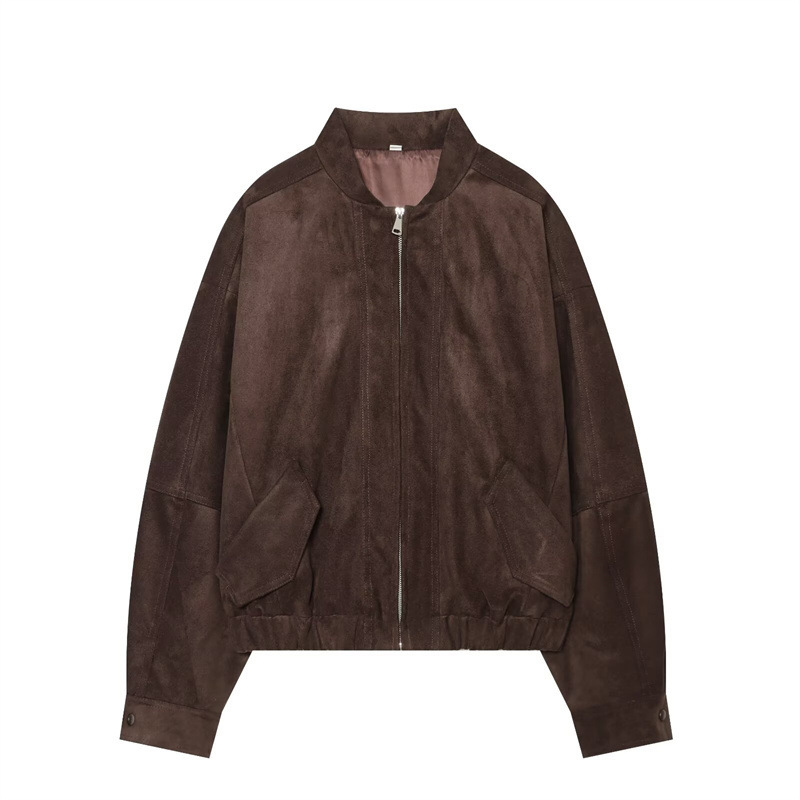 Cross-Border Women's Clothing 2026 Summer New Style European and American Style Suede Leather Bomber Jacket 4341873
