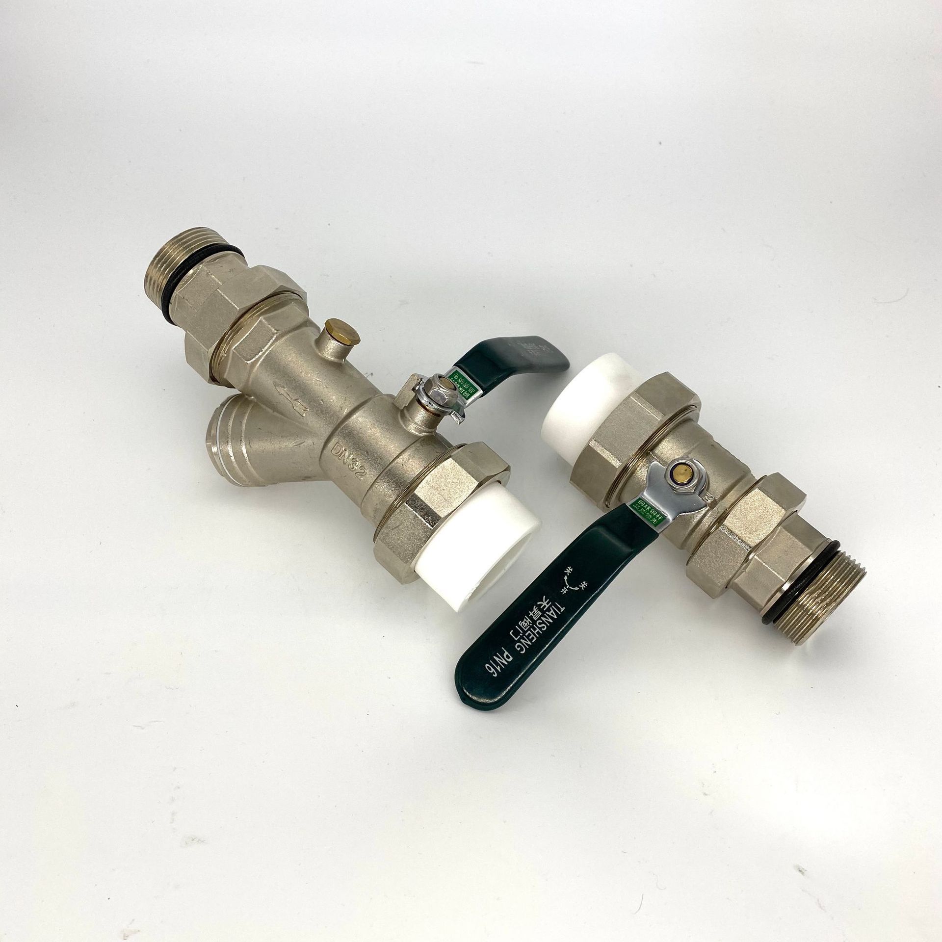 定制多功能加厚黄铜带过滤进回水球阀地暖分水器进回水开关套阀