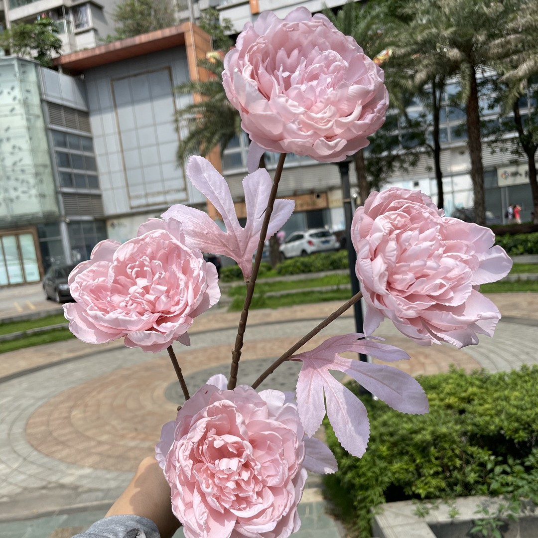 Simulación del Día de San Valentín rosa fabricante 3 sola rama multi-cabeza rosa decoración de la boda flor falsa al por mayor