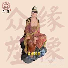 玻璃钢雕塑 敦煌彩鳌鱼观音图片 观音三十三化身 白衣观音大士