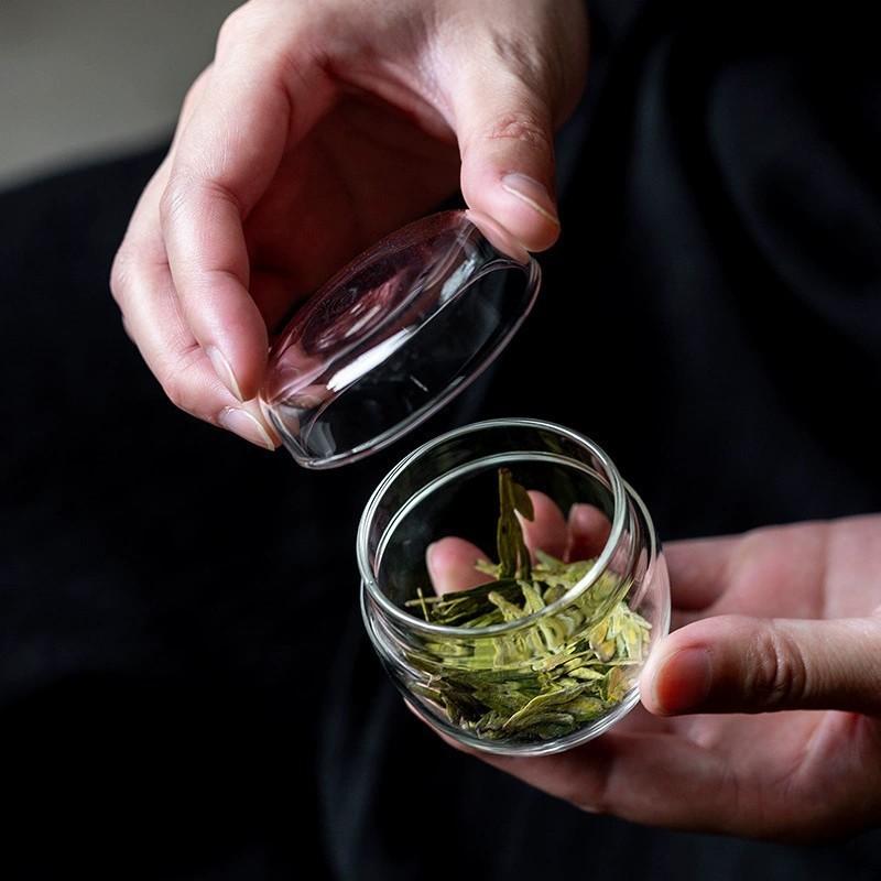 日本式のお茶の缶の小さいサイズは携帯してアイデアのガラスの茶の倉庫の貯蔵の缶を持って密封します。|undefined