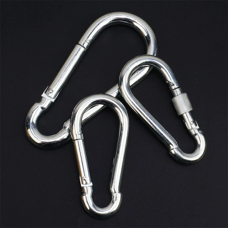 Q235 Iron -dip galvanized hook with snail spring buckle outdoor climbing connection ring pet chain hook