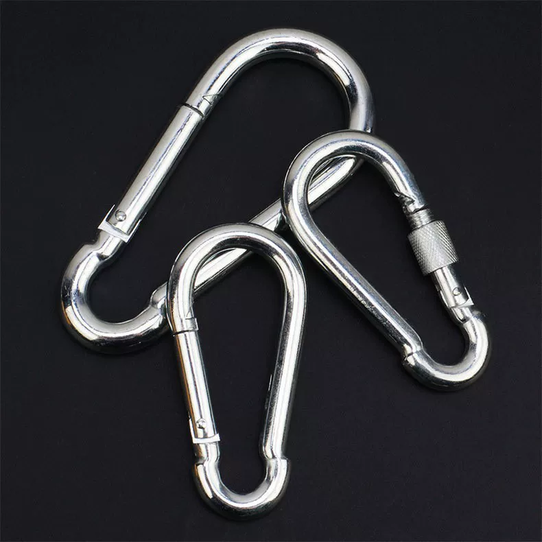 Q235 Iron -dip galvanized hook with snail spring buckle outdoor climbing connection ring pet chain hook