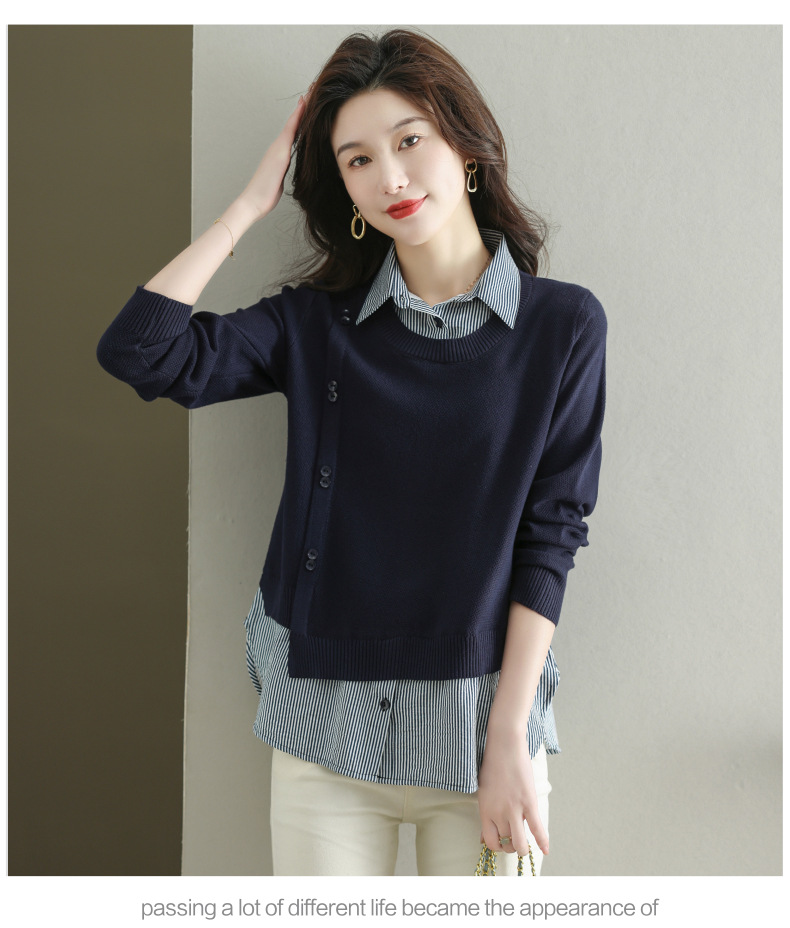 Women's Knitted Sweater Pullover Collared Top For Spring Autumn_voghion.com