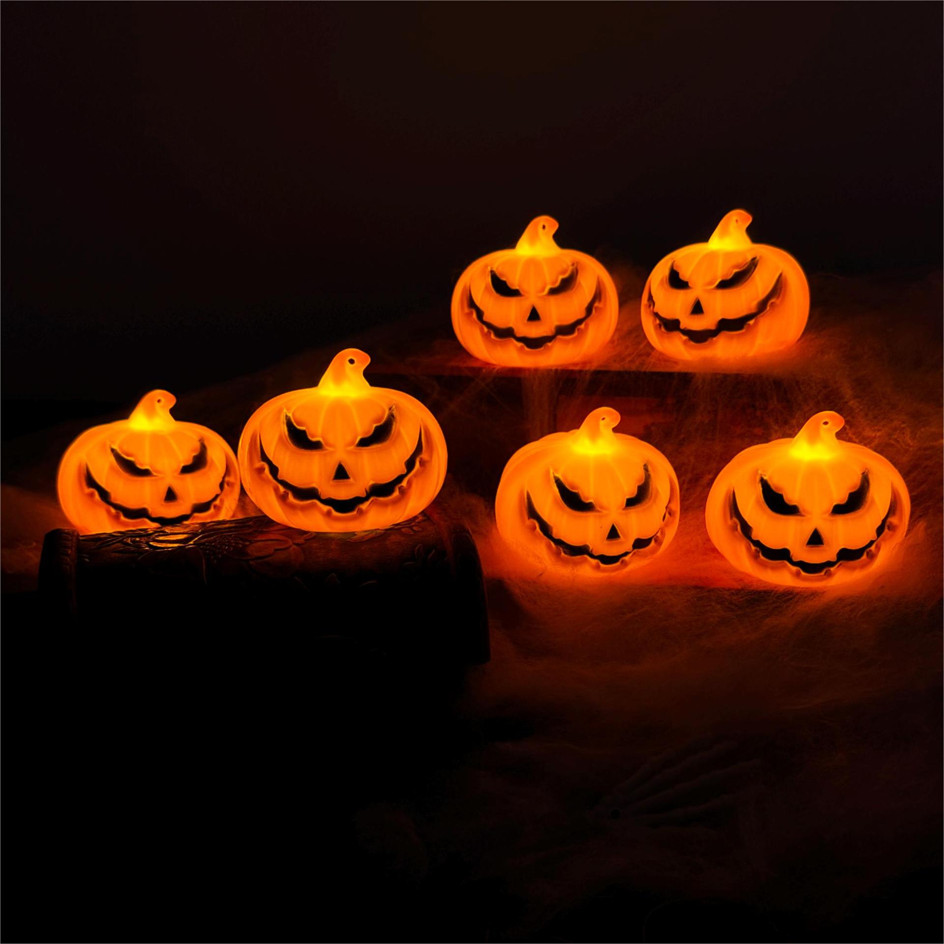 新款万圣节南瓜灯装饰烛台LED电子蜡烛灯创意摆件小夜灯道具布置