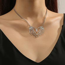 骷髅手吊坠项链电镀个性创意朋克风男士嘻哈锁骨链小众合金饰品