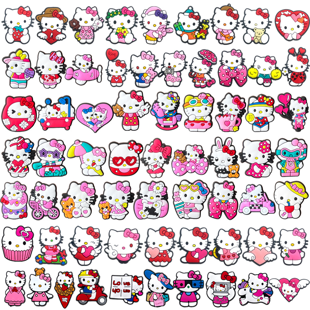 Jequete de combinación de zapatos Hello Kitty botones de flores accesorios de zapatos jibitz 65 pegamento blando PVC Zhibixing
