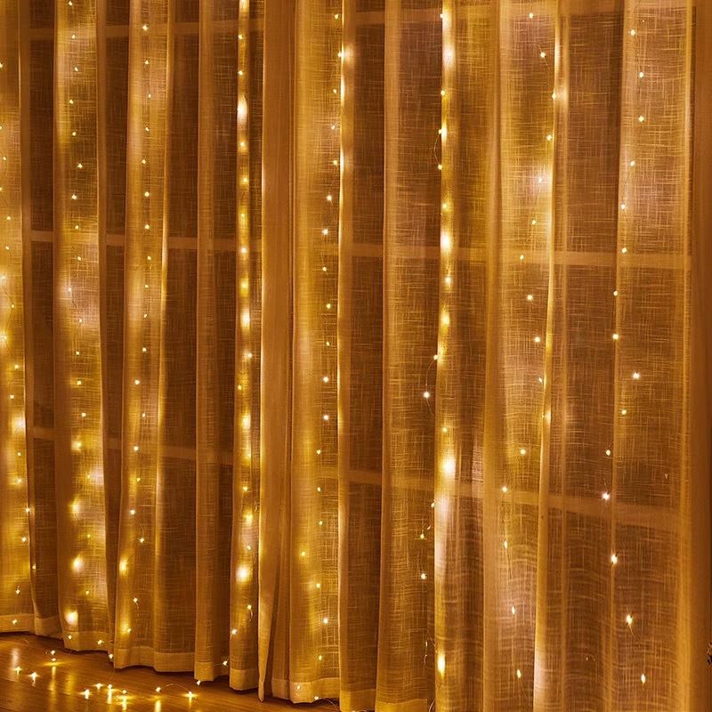 Lámpara de cortina de alambre de cobre led cadena de luz de fiesta de la habitación gypsophila luz de cascada romántica control remoto USB decoración