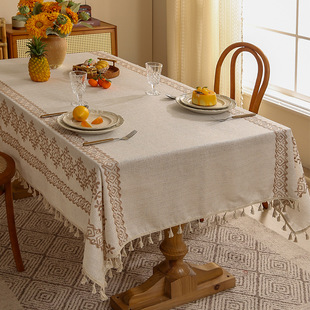 New linen simple high-grade table cloth solid color thickened coffee table cover cloth cross-border labeling tablecloth