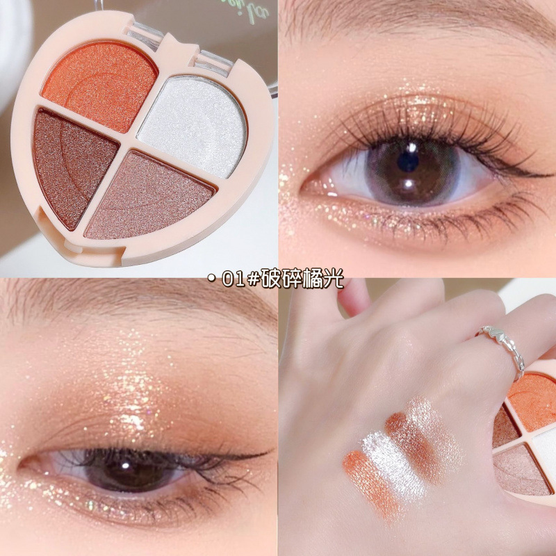 Latinoamérica coreana de cuatro colores de sombra de ojos, polvo brillante de perlas, polvo brillante fino, maquillaje diario de sombra de ojos, fiesta estudiantil