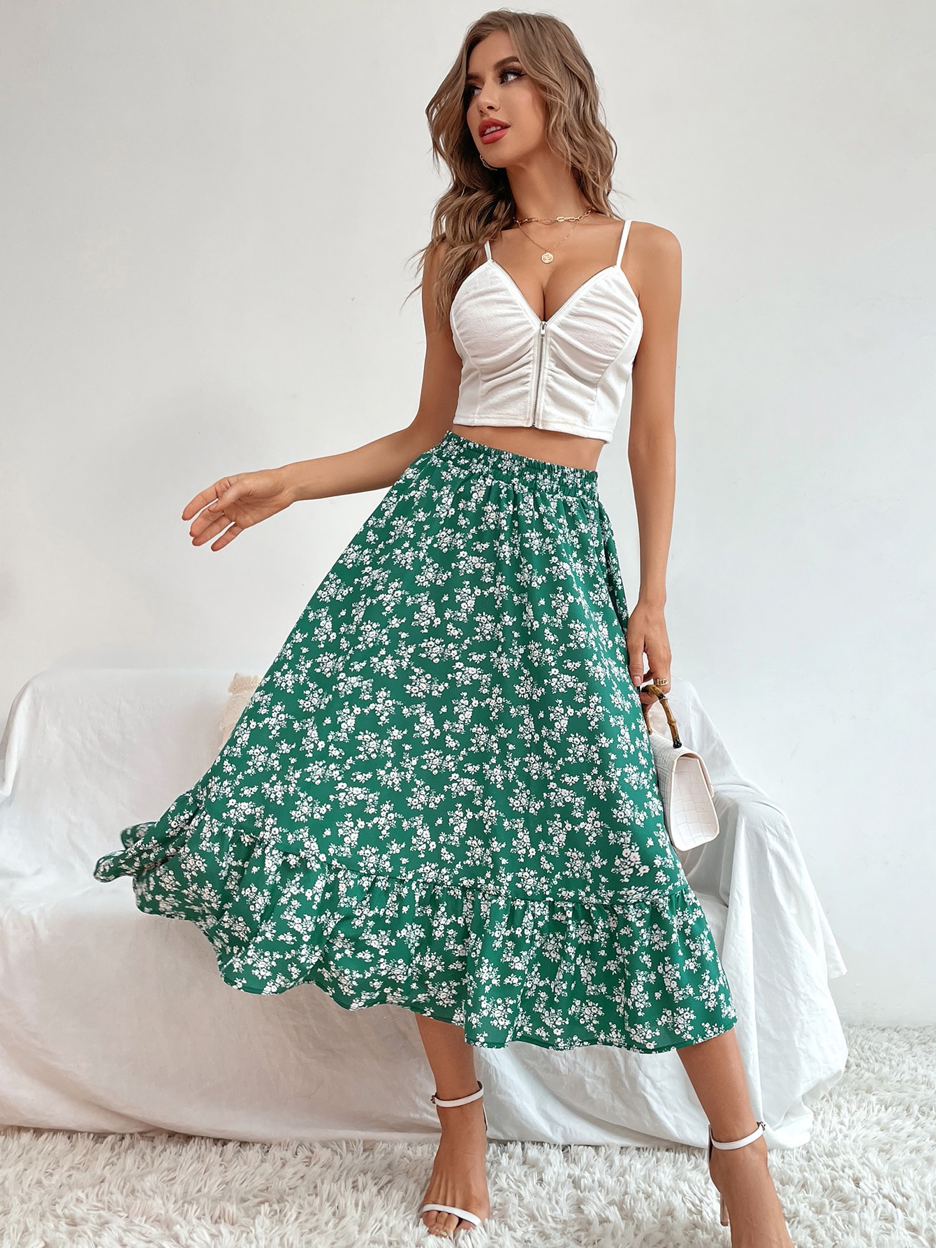 182g Weight Midi Dress Dress Length Type Skirt Dresses Type Spandex, Polyester Fabric Type High Waist Waist Line Inelastic Elasticity Holiday, Daily Occasion Regular Fit Fit Type Ditsy Floral, Leopard Pattern Spring, Autumn Season Women's Gender Casual, Streetwear Style Spring Autumn Casual Streetwear Ditsy Floral Leopard Spandex Polyester Midi Dress Skirts 62