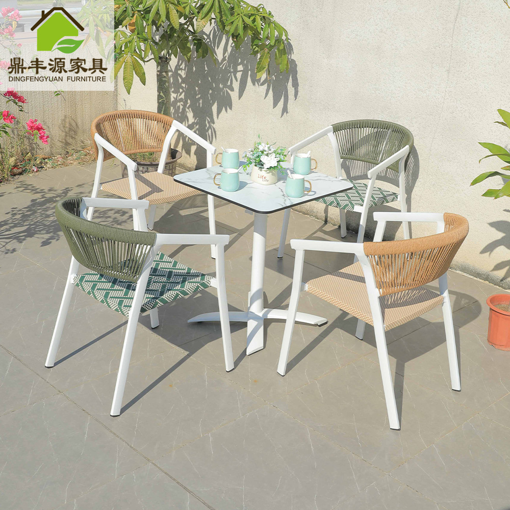 Sillas de caña de ocio nórdico al aire libre patio terraza al aire libre balcón sillas de caña artesanal leche tienda de té jardín mesa de comedor grupo de sillas