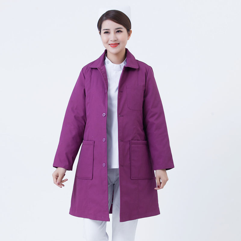 Hanzijie Cotton Coat Long-Sleeved Jacket Double-Layer Women's Workwear Thickened Doctor's Cotton Coat Yinghewan Professional