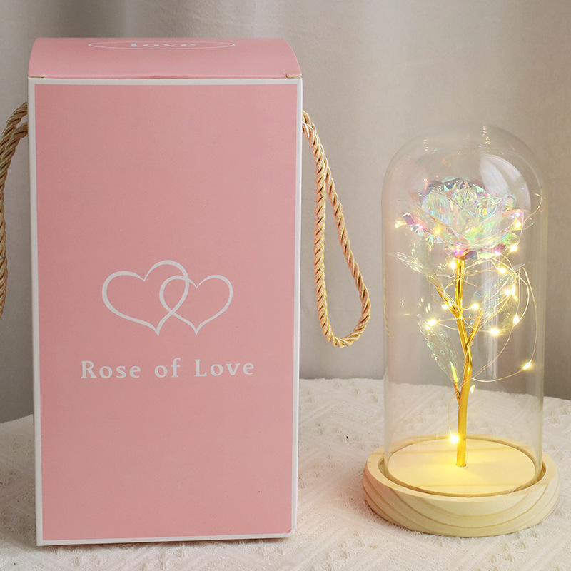 Colorful roses (wooden base) + free battery + can write greeting cards on behalf of you