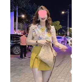 2026夏季新款显白套装花边无袖宽松显瘦上衣遮肉百搭裤裙两件套