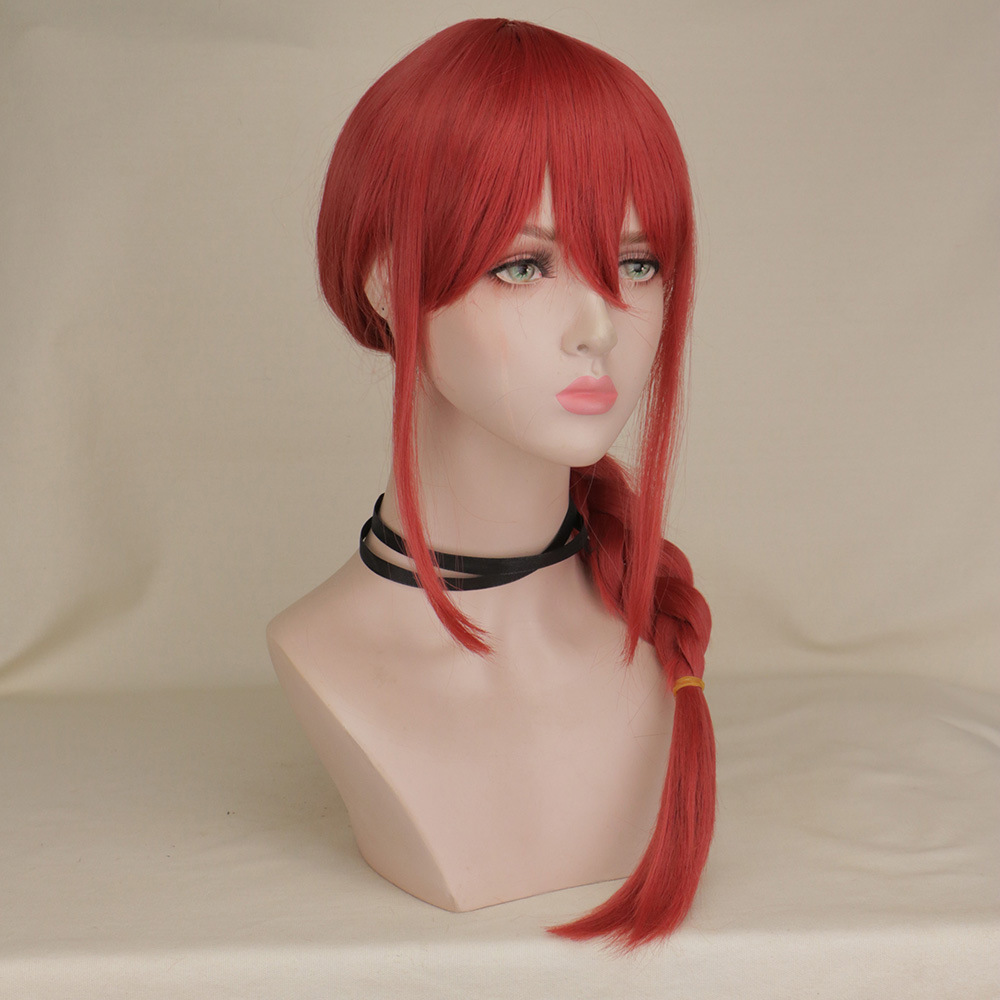 Anime motosierra humana maqima Cosplay peluca Rosa Rojo Twist trenza cara colección pelo falso temprano Sichuan